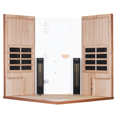 Sanctuary Corner 4 Person Sauna | Okoume Pro | EU Plug