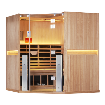 Sanctuary Corner 4 Person Sauna | Okoume Pro | EU Plug