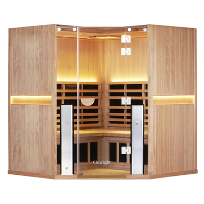 Sanctuary Corner 4 Person Sauna | Okoume Pro | EU Plug