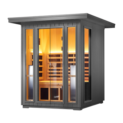 Sanctuary Outdoor 2 Person Sauna | Okoume | EU Plug
