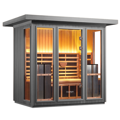 Sanctuary Outdoor 5 Person Sauna | Okoume | EU Plug